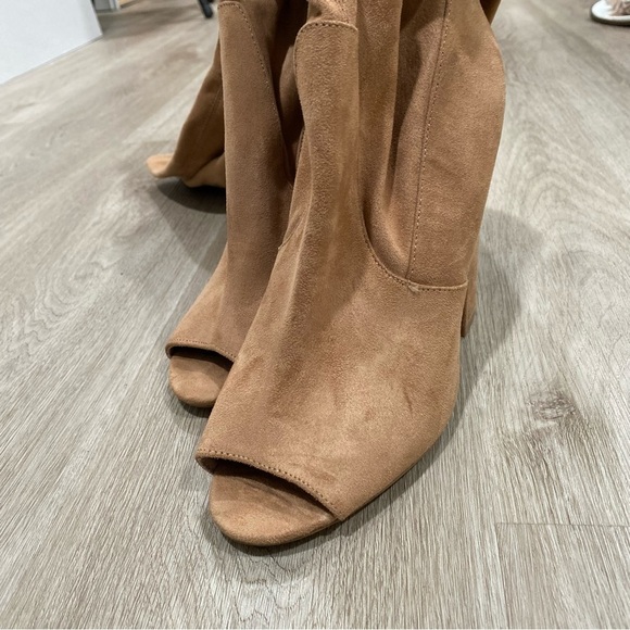 Steve Madden Elliana Tan Peep Toe Thigh High Boots - Picture 10 of 13